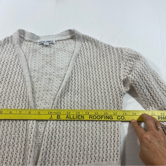 Moral Fiber Open Cardigan Large Women Embroidered Long Line Beige long sleeve - Picture 9 of 10
